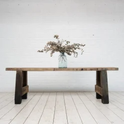 Pamono Primitive Beech and Oak Console, 1900s><noscript><img width=