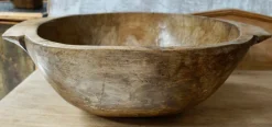 Pamono Primitive Hand Carved Oak Bowl, 1900s><noscript><img width=