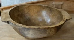 Pamono Primitive Hand Carved Oak Bowl, 1900s><noscript><img width=