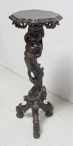 Pamono Putti Stand in Carved Wooden, Late 19th Century><noscript><img width=