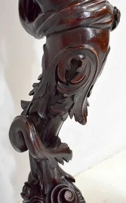 Pamono Putti Stand in Carved Wooden, Late 19th Century><noscript><img width=