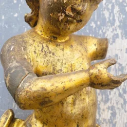 Hot Pamono Putto Figure, 17th-18th Century, Gilded Wood