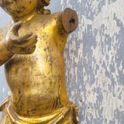 Hot Pamono Putto Figure, 17th-18th Century, Gilded Wood
