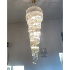 Sale Pamono Quadriedro Twister Chandelier in Murano Glass by Simoeng