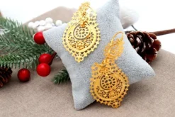 Pamono Queen Earrings in Filigree Gold with Cutouts and Oscillating Bonbonnieres, Set of 2><noscript><img width=