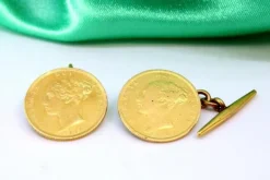 Outlet Pamono Queen Victoria Gold Half Pound Cufflinks, Set of 2