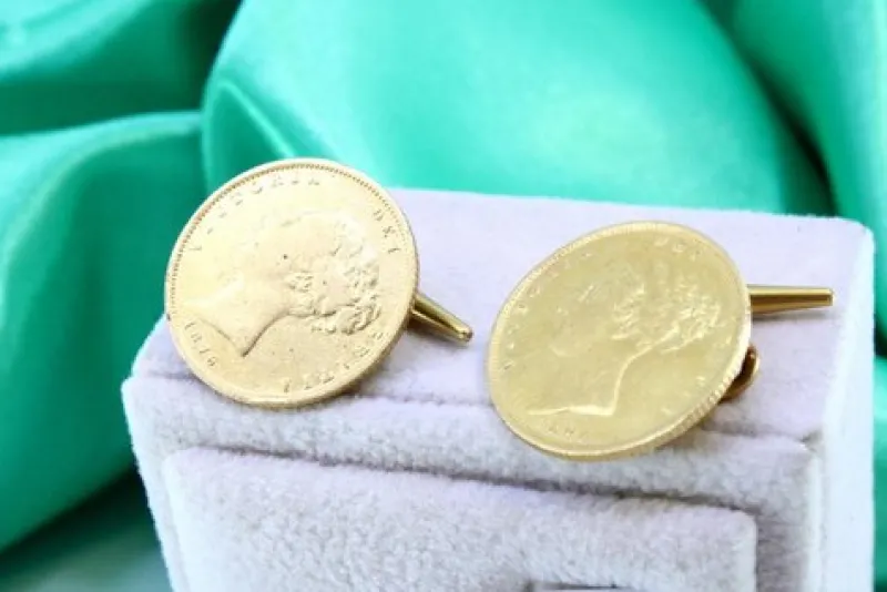 Outlet Pamono Queen Victoria Gold Half Pound Cufflinks, Set of 2