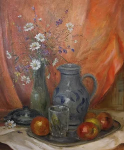 Hot Pamono R. Blumad, Still Life with Flowers and Fruit, Late 20th Century, Oil on Canvas