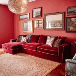 Best Pamono Rafaella Chaise Sofa in Red and Rusty Velvet from Biosofa