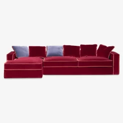 Best Pamono Rafaella Chaise Sofa in Red and Rusty Velvet from Biosofa