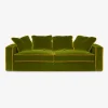 Pamono Rafaella Three-Seater Sofa in Olive Green Velvet with Mustard Yellow Trim from Biosofa> Seating