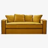 Best Pamono Rafaella Two-Seater Sofa in Mustard Yellow Velvet with Dark Red Trim from Biosofa