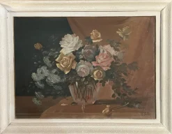 Pamono Raffaele Baldi, Vase of Flowers, Tempera Painting on Wood> Painting
