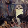 Outlet Pamono Raffaele Barscigliè, Naples Street Scene with Carriages, 1950s, Oil on Canvas