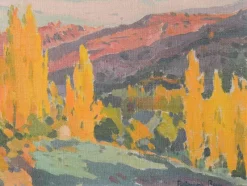 Pamono Raimon Roca Ricart, Autumnal Trees with Golden Light in Martinet, Oil on Canvas, Framed> Impressionist