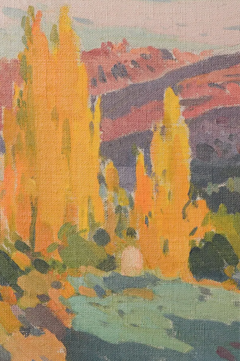 Pamono Raimon Roca Ricart, Autumnal Trees with Golden Light in Martinet, Oil on Canvas, Framed> Impressionist