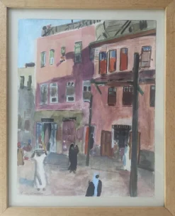 Discount Pamono Raoul Du Gardier, Busy Street in Cairo, 1925, Signed Gouache