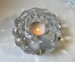 Hot Pamono Raspberry Glass Candleholders by Anne Nilsson for Orrefors, Set of 5