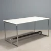 Sale Pamono Rationalist Style Chromed Metal Desk with Lacquered Wood Top, 1960s
