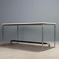 Sale Pamono Rationalist Style Chromed Metal Desk with Lacquered Wood Top, 1960s