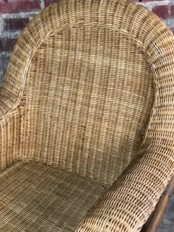 Pamono Rattan & Bamboo Rocking Chair, 1980><noscript><img width=