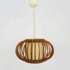 Clearance Pamono Rattan and Bamboo Pendant Light attributed to Louis Sognot, 1950s