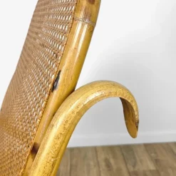 Pamono Rattan and Cane Rocking Chair, 1970s
