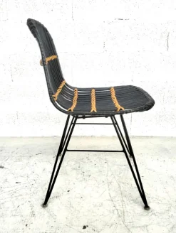 Pamono Rattan and Metal Chairs, 1960s, Set of 4><noscript><img width=