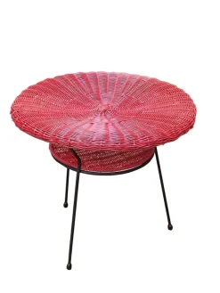 Pamono Rattan Armchairs and Coffee Table by Roberto Mango, Italy 1960s, Set of 3><noscript><img width=