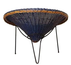 Pamono Rattan Armchairs and Coffee Table by Roberto Mango, Italy 1960s, Set of 3><noscript><img width=