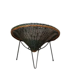 Pamono Rattan Armchairs and Coffee Table by Roberto Mango, Italy 1960s, Set of 3><noscript><img width=