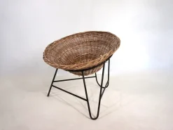 Pamono Rattan Basket Pod Lounge Chair, 1960><noscript><img width=