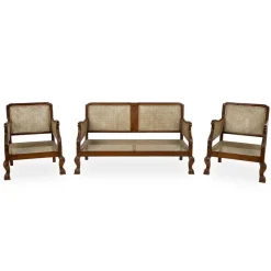 Pamono Rattan Bench & Armchairs, Set of 3> Garden Seating