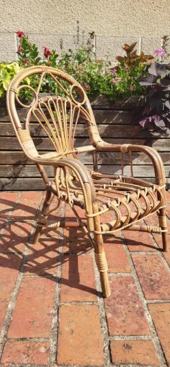 Clearance Pamono Rattan Children's Armchair, 1960s