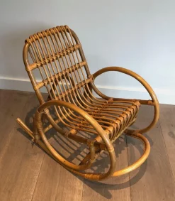 New Pamono Rattan Children's Rocking Chair, 1970s
