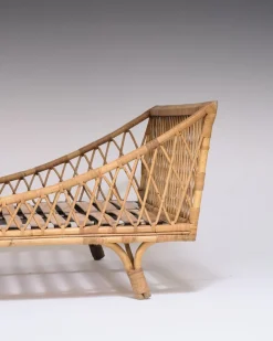 Pamono Rattan Daybed in the style of Jean Royère, 1970s><noscript><img width=