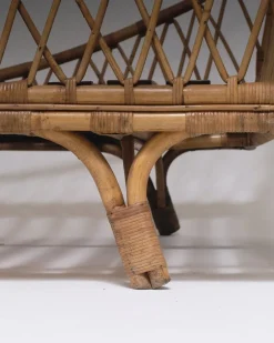 Pamono Rattan Daybed in the style of Jean Royère, 1970s><noscript><img width=
