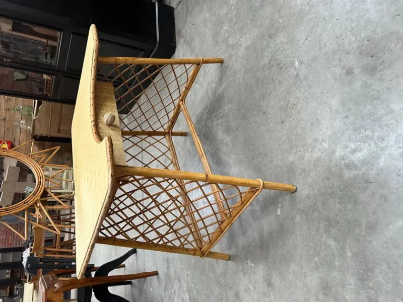 Pamono Rattan Dressing Table & Stool, 1960s, Set of 2> Dressing Tables