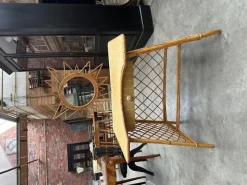 Pamono Rattan Dressing Table & Stool, 1960s, Set of 2><noscript><img width=