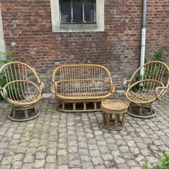 Pamono Rattan Garden Furniture, 1960s, Set of 4><noscript><img width=