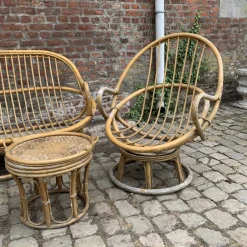 Pamono Rattan Garden Furniture, 1960s, Set of 4><noscript><img width=