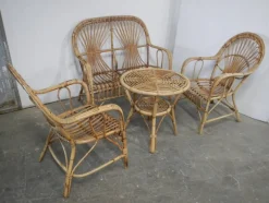 Pamono Rattan Garden Seating, 1970s, Set of 4> Garden Seating