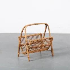 Pamono Rattan Magazine Rack, Italy, 1950s> Magazine Racks