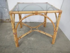 Pamono Rattan Table, Italy, 1970s> Garden Tables