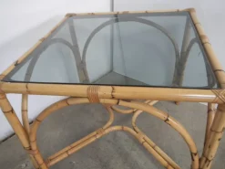 Pamono Rattan Table, Italy, 1970s><noscript><img width=