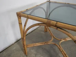 Pamono Rattan Table, Italy, 1970s><noscript><img width=