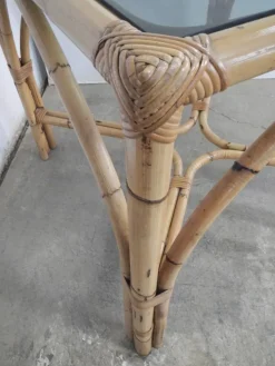Pamono Rattan Table, Italy, 1970s><noscript><img width=