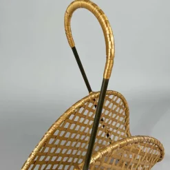 Pamono Rattan Wicker Magazine Rack, Austria 1950s><noscript><img width=