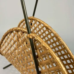 Pamono Rattan Wicker Magazine Rack, Austria 1950s><noscript><img width=