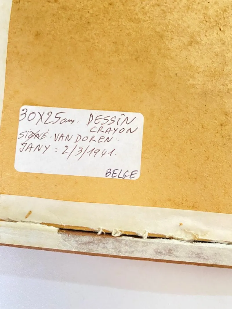 Sale Pamono Raymond van Doren, Art Deco Nude, 1941, Drawing on Paper, Framed